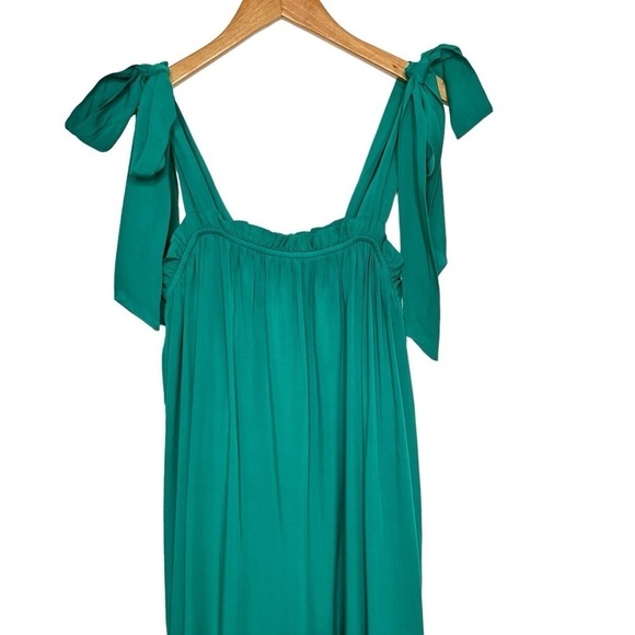 Andree by Unit Womens Tie Shoulder Tiered Maxi Dress Size Small Green Lined - Picture 3 of 7